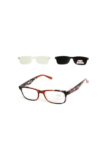 Γυαλιά Πρεσβυωπίας Clip-on ALPIN 10293 Καφέ-+2.50-Brown/Multicolor 3 σε 1 με Μαγνητικό Φακό Blue Lig