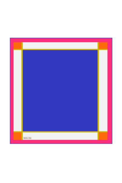 Cobalt Blue Wide Bordered Plain Silk Handkerchief
