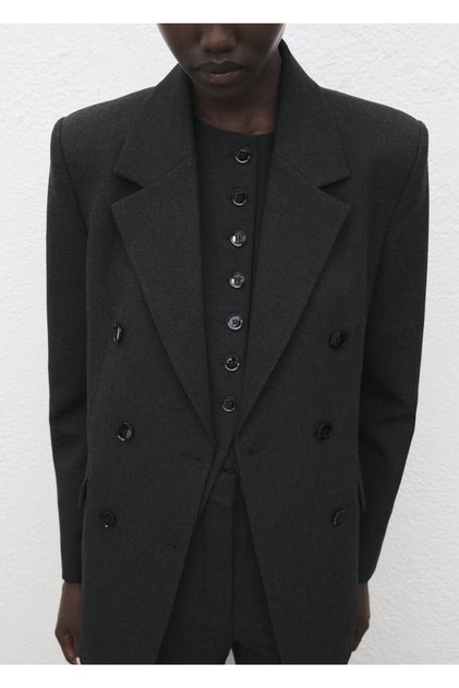Double Button Fabric Blazer Jacket