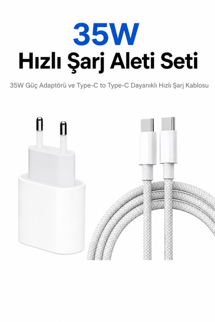 Apple 35w Usb-c Ultra Hızlı Şarj Aleti Seti Iphone 15 - 16 - 17 - Pro - Pro Max Uyumlu