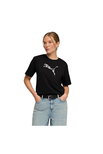 691821-01 Ess Graphıc Animal Tee Kadın T-Shirt Siyah