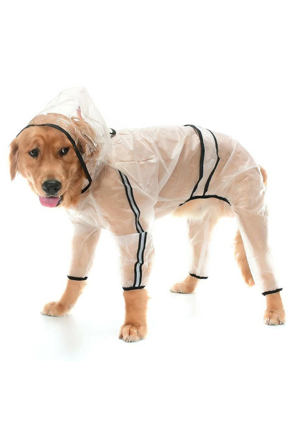 Large Breed Transparent Dog Raincoat with Legs - Rinda