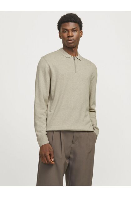 Men's Polo Shirt Einfarbig Beige Sweatshirt - 12268210