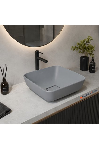 Zero 2.0 40x40 Cm Mat Taş Gri Kare Çanak Lavabo