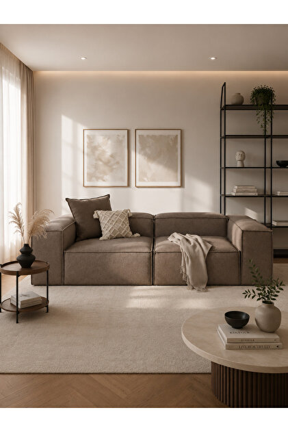 Relax Soft 2 Modül Koltuk (Açık Kahve) Keten 40