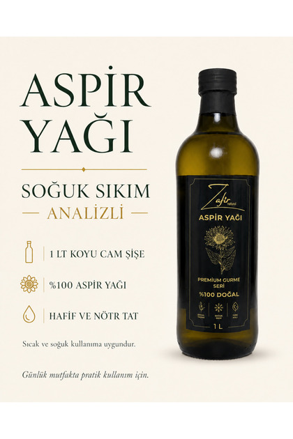 Soğuk Sıkım Aspir Yağı 1 Litre