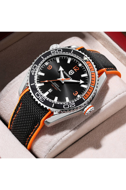 No black QINGXIYA Brand New Fashion Quartz Watch Men Sports Silicone Strap Waterproof Luminous Calen