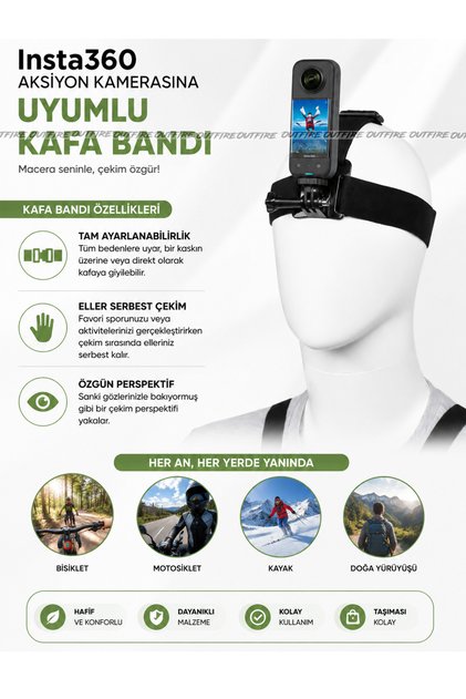 Insta360 Uyumlu Kafa Bandı