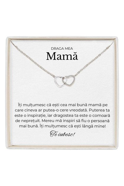 Bijuterii Soulmate Spark Argintiu Speciale pentru Mama de Ziua Ei, Scanteie de Suflet Pereche, Colier cu Design Elegant din Argint, Zirconiu Cubic, Lungime: 44cm