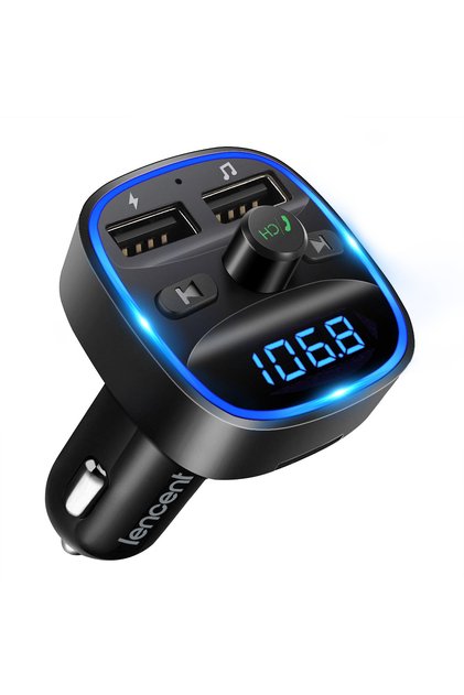 FM Transmitter T25 LENCENT Bluetooth FM Transmitter Wireless Radio Adapter Car Kit with Dual USB Cha