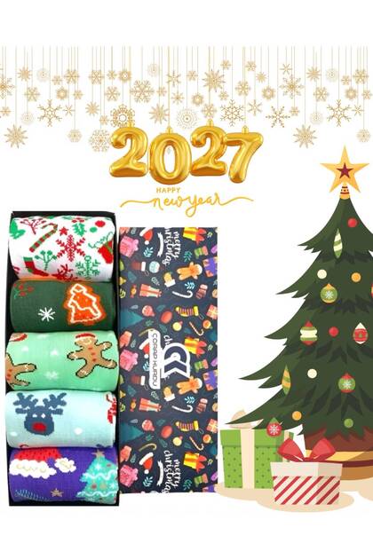 5-Piece Christmas Special Boxed Unisex Socks Set