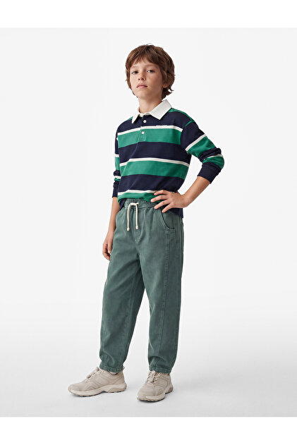 Balon Pants Cotton Comfortable Cut with Pockets and Tie Waist
