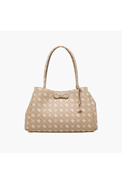 Carrie Monogram Print Tote Bag with Double Handle