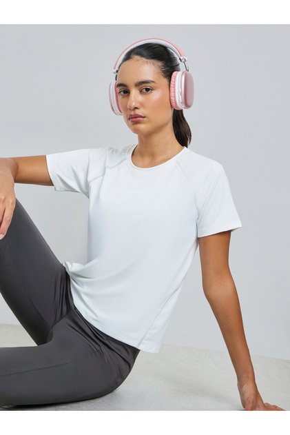 White Tonal Stitch Detail Short Sleeves Top
