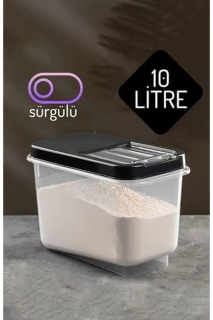 Multibox 10 Lt Pulses Storage Container - Food Storage Container with Sliding Lid Flour Container Anthracite