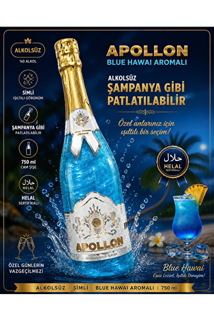 Bohhem MB Apollon Simli Alkolsüz Şampanya Blue Hawaii Sx On The