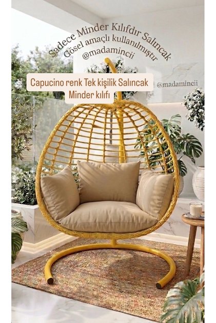 Capucino Tek Kişilik Salıncak Minder Kılıfı Su Geçirmez Leke Tutmaz outdoor kumaş [SALINCAK DAHİL DEĞİLDİR ]