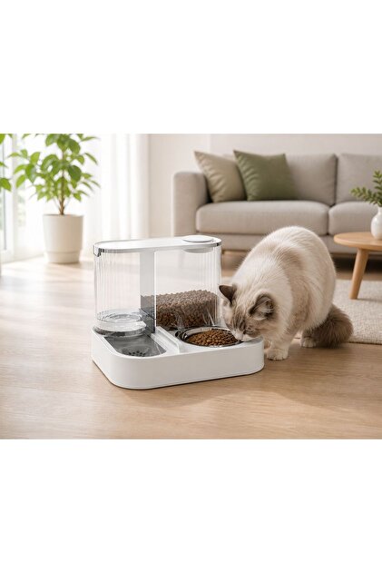 Klipop Paslanmaz Metal Hazneli Kedi - Köpek Mama ve Su Kabı