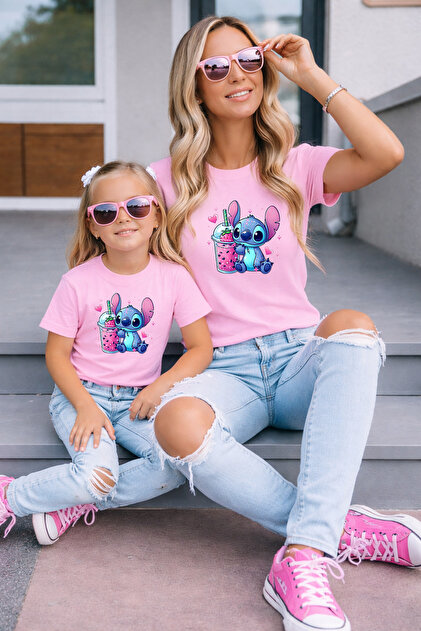 Μπλουζάκι Mother-Daughter Oversize 100% βαμβακερό με στάμπα, άνετη εφαρμογή, διπλό μπλουζάκι (Τιμή για το ζευγάρι)