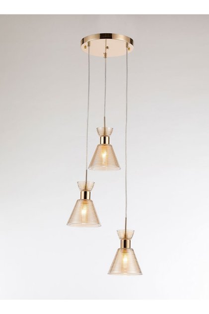 Modern Lighting, Chandelier, Light, Gold Colored Glass copper pendent, Antique Bronze Color, 150x35 cm, Suitable for bedroom and kitchen