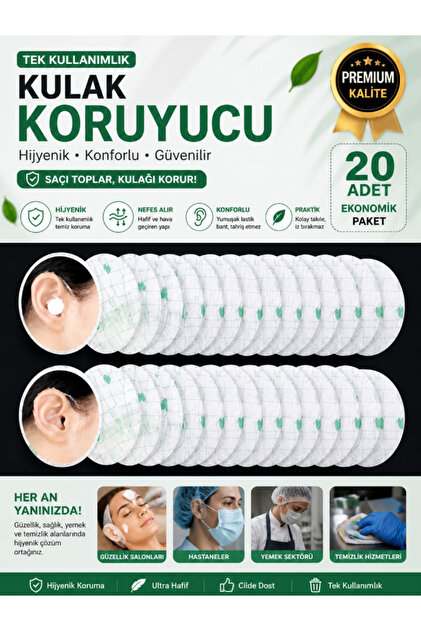 20 Adet Su Geçirmez Yapışkanlı Kulak Koruyucu | Tek Kullanımlık Kulak Koruyucu Bant Yüzme Duş