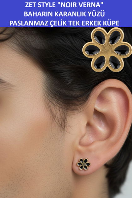 Zet Style – Noir Verna (the Dark Side of Spring) - Stainless Steel Single Men's Earring