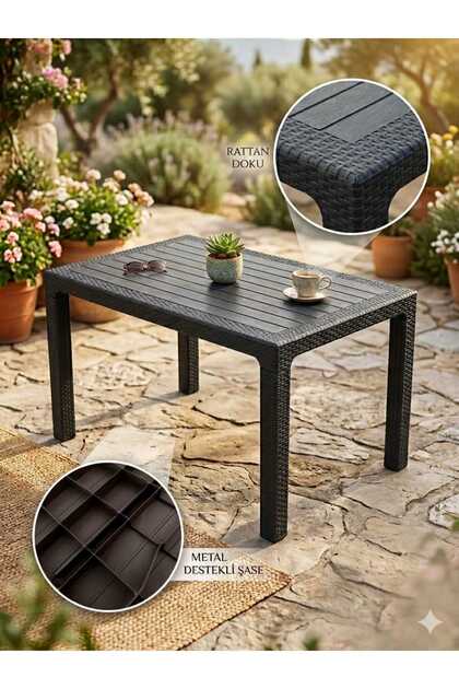 ぴーたん rattan J200 Bahçe Masası Dayanıklı Efektli Plastik 70x120 - Fiyatı