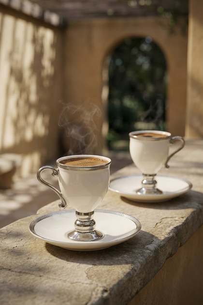 Prune Silver 2-Person Coffee Cup Set Cream - 90 ml