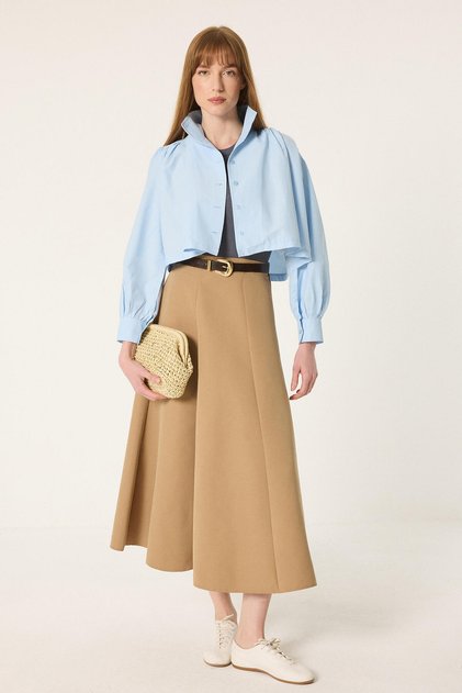 Short Shirt with Standing Collar