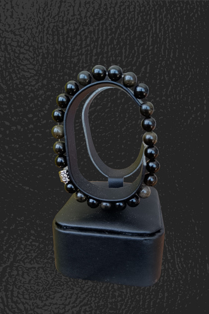 Obsidian Stone Natural Stone Bracelet Natural Volcanic Glass Mineral Original Stone