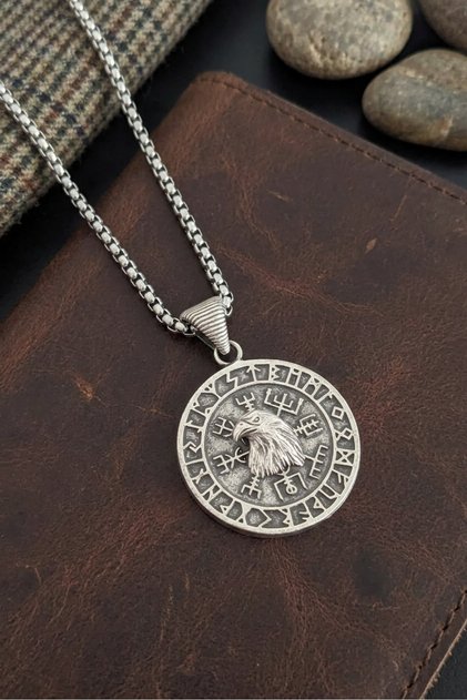 Minimalist Style Stainless Steel Men's Necklace with Eagle Figure