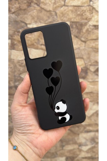 Vivo Y21 Compatible Heart Panda Patterned Silicone Shock Absorbing Classic Protective Rubber Case