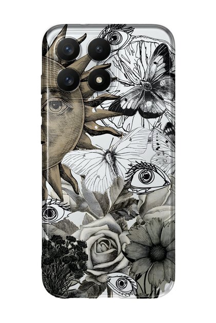 Xiaomi 17 Compatible Sun and Eye Collage Pattern Transparent Phone Case