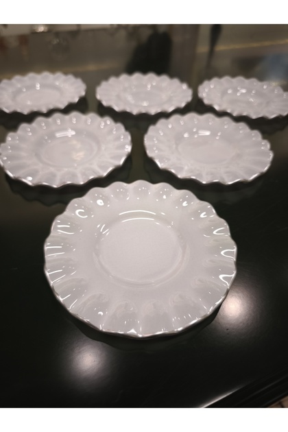 Silver White Glass 6-Piece Tea Plate Set