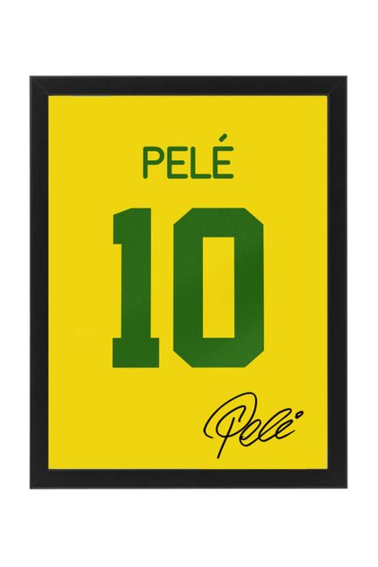 Pele Brazil Legend Autographed Jersey Poster with Frame 30x40cm