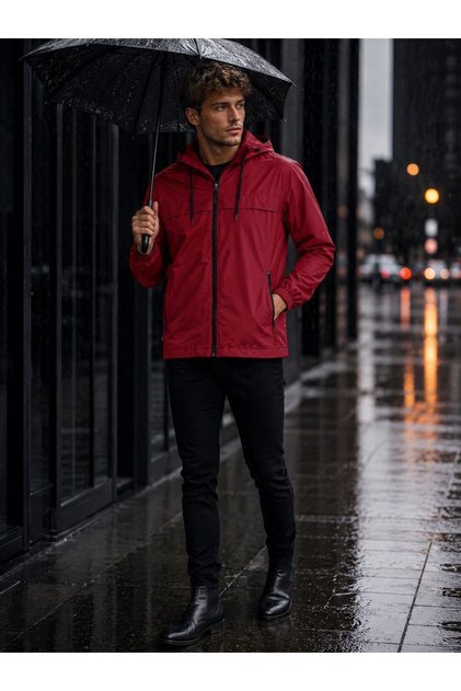 Water Repellent Oversize Men's Hooded Raincoat
