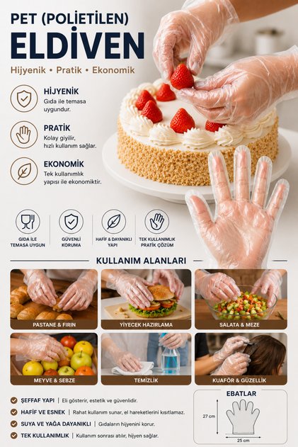 Poşet Eldiven Hışır Şeffaf Eldiven 100’lük Paket