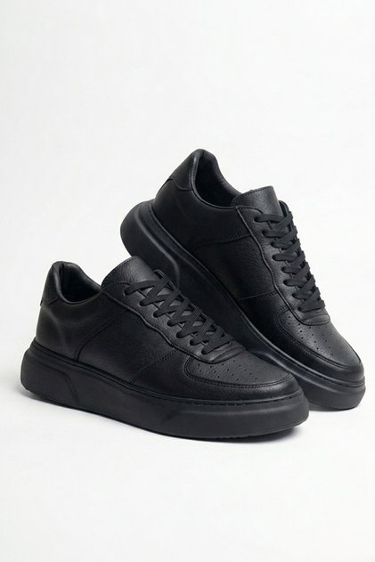 Zrc087 Premium Lace-Up Casual Men's Sneaker Black