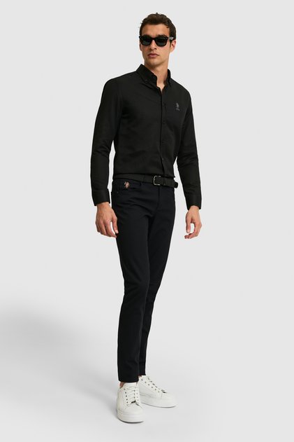 Erkek Slim Fit Siyah Kanvas / Chino Pantolon 50322356-VR046