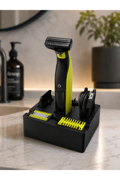 OneBlade QP2824 Uyumlu Stand Organizer – Tıraş Makinesi ve Aksesuar Düzenleyici Siyah Stand