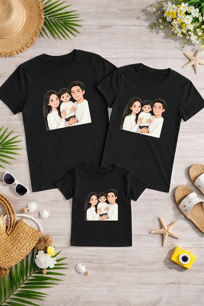 Mother Father Child Combination T-Shirt Cotton Oversize Family Combination T-Shirt (Products Sold Individually)