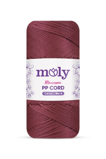 Pp Cord No:4 Polyester Macrame Rope | Col. No: 115 - Bordo | 4mm 200Gr