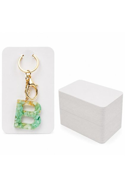 100 Adet Beyaz Anahtarlık Kartı 7,5x12 cm 300 gr Kalın Karton Anahtarlık Sergileme ve Paketleme Kartı