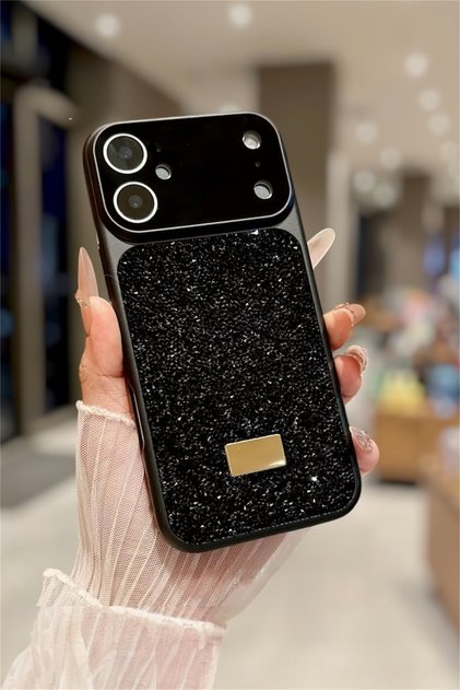 iPhone 11 Compatible Black Luxury Stone Glitter Premium Phone Case with Camera Protection