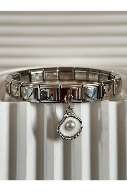 Italian Bracelet with Sea Shell Charm and Heart
