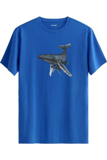 Powerful and Simple Design T-Shirt with Whale Figure