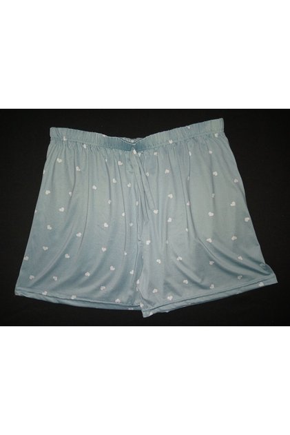 Light Blue/Aqua Green Primary Color in Tone, White Heart Pattern Sprinkled over Shorts