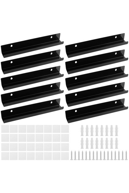 Suport de perete pentru discuri de vinil, raft plutitor din acril, set de 10 piese – 30cm Negru