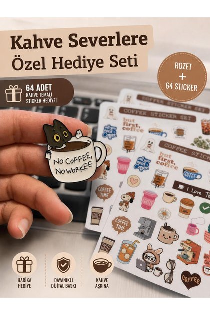 Kahve Rozeti, Kahve Sevenlere Özel Broş, Kahveli Rozet
