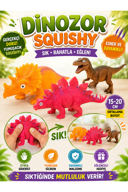 tmtoysandmore silikon yumuşak dinazor hayvan seti 8li oyuncak